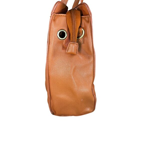 Large ECOSUSI Brown Faux Leather Tote Bag With Zip Pocket & Gold Accents - Picture 9 of 11